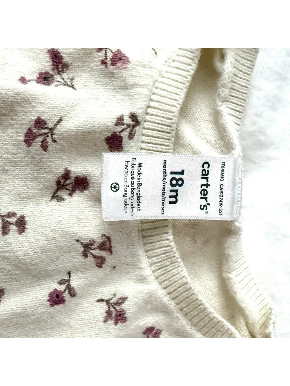 Carters Puff Sleeve Floral Ditsy Sweater Set